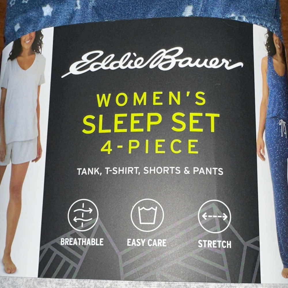 Eddie Bauer Women's 4-Piece Sleep Set - Navy Star & Heather Gray NWT - Picture 5 of 8